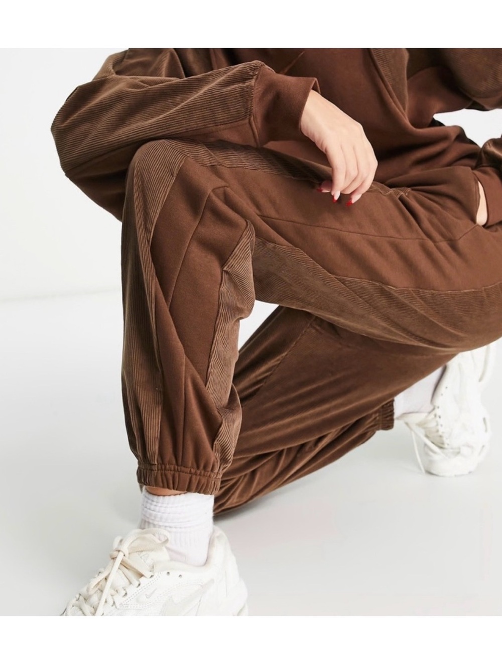 Nike Brown Corduroy-Panel Track Joggers